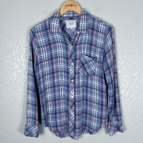 Rails Hunter Button Down Shirt, Coast Peony S - Flannel, Cozy, Plaid, Purple - Picture 2 of 8